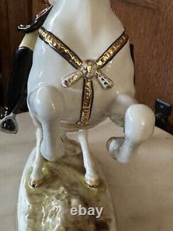 Antique Porcelain Rearing Lipizzaner Horse & Vienna Rider Dresden Germany