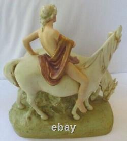 Antique Royal Dux Large Horses & Rider Porcelain Figurine Sculpture #2072 -as Is