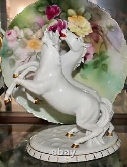 Antique Schaubach Kunst Wallendorf Germany Fighting Stallions Porcelain Figurine