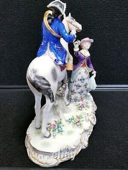Antique Sitzendorf Dresden Horse Riding Group Figurine
