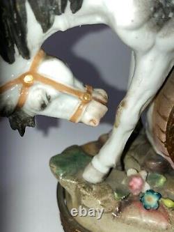Antique Sitzendorf Figurine Porcelain Clock Boy on Horse See Pics