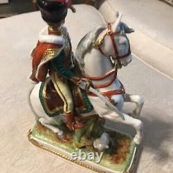 Antique Sitzendorf Le Prince Eugene Porcelain General Soldier Germany Horse