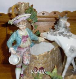 Antique / Vintage German Porcelain Horse Figural Grouping Planter 10 5/8 Tall