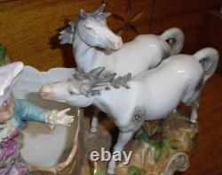 Antique / Vintage German Porcelain Horse Figural Grouping Planter 10 5/8 Tall