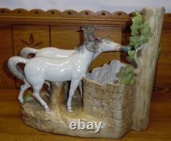 Antique / Vintage German Porcelain Horse Figural Grouping Planter 10 5/8 Tall