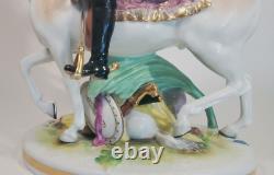 Antique Volkstedt German Dresden Porcelain Frederick the Great on Horse Figurine