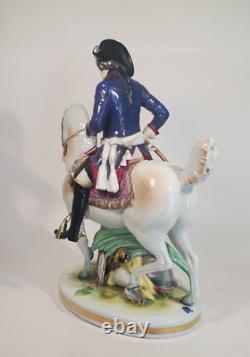 Antique Volkstedt German Dresden Porcelain Frederick the Great on Horse Figurine