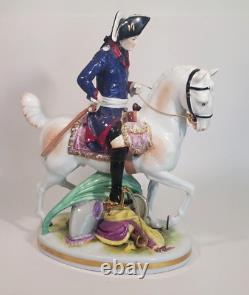 Antique Volkstedt German Dresden Porcelain Frederick the Great on Horse Figurine