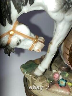 Antique Vtg Sitzendorf Figurine Porcelain Clock Boy on Horse See Pics Make Offer