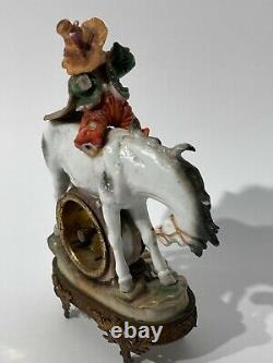 Antique Vtg Sitzendorf Figurine Porcelain Clock Boy on Horse See Pics Make Offer