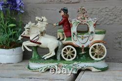 Antique german porcelain coach horses carriage statue marked