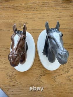 Antique katzhutte/ Rosenthal Porcelain Equestrian Horse Head Wall Pockets Pair