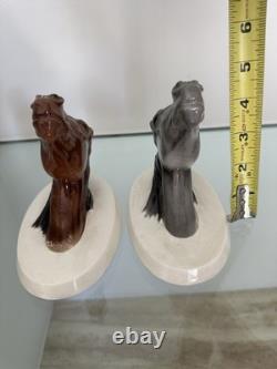 Antique katzhutte/ Rosenthal Porcelain Equestrian Horse Head Wall Pockets Pair