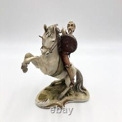 Antonio Borsato Antique Porcelain Statue Figurine Don Quixote Riding On Horse