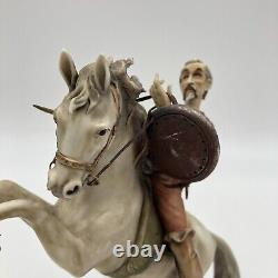 Antonio Borsato Antique Porcelain Statue Figurine Don Quixote Riding On Horse