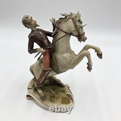 Antonio Borsato Antique Porcelain Statue Figurine Don Quixote Riding On Horse