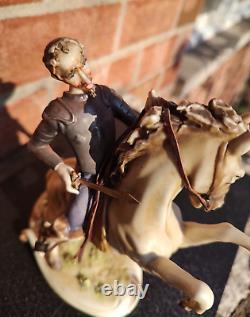 Antonio Borsato Antique Porcelain Statue Figurine Don Quixote Riding On Horse