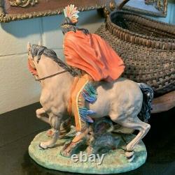 Arnart Limited Edition Indian On Horse Figurine Capodimonte Mark withCOA Pristine