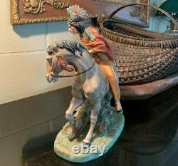 Arnart Limited Edition Indian On Horse Figurine Capodimonte Mark withCOA Pristine