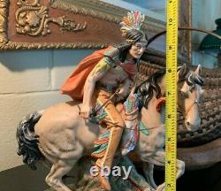 Arnart Limited Edition Indian On Horse Figurine Capodimonte Mark withCOA Pristine