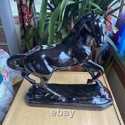 Atlantic Mold Ceramic Black Stallion Horse Large Figure Statue Vintage