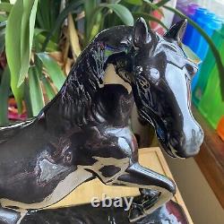 Atlantic Mold Ceramic Black Stallion Horse Large Figure Statue Vintage