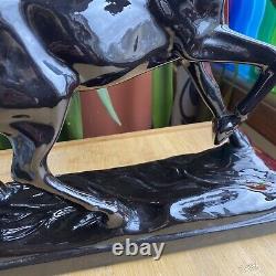 Atlantic Mold Ceramic Black Stallion Horse Large Figure Statue Vintage