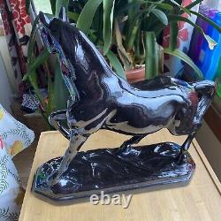 Atlantic Mold Ceramic Black Stallion Horse Large Figure Statue Vintage