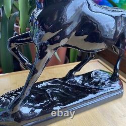 Atlantic Mold Ceramic Black Stallion Horse Large Figure Statue Vintage