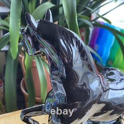 Atlantic Mold Ceramic Black Stallion Horse Large Figure Statue Vintage