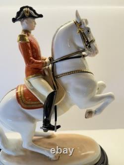 Augarten Vienna Levade Lipizzaner Horse & Rider Figurine #1591 Spanish Riding