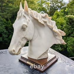 Auro Belcari 1989 Fine Porcelain White Stallion Horse Head Sculpture Italy