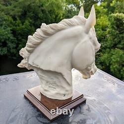 Auro Belcari 1989 Fine Porcelain White Stallion Horse Head Sculpture Italy