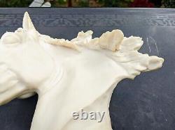 Auro Belcari 1989 Fine Porcelain White Stallion Horse Head Sculpture Italy