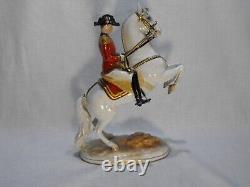 Austria made porcelain Lippizan stallion and rider figurine Corbette