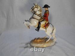 Austria made porcelain Lippizan stallion and rider figurine Corbette