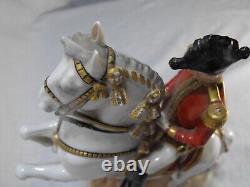 Austria made porcelain Lippizan stallion and rider figurine Corbette