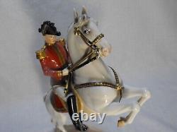 Austria made porcelain Lippizan stallion and rider figurine Corbette