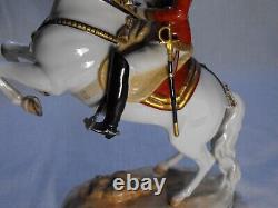 Austria made porcelain Lippizan stallion and rider figurine Corbette