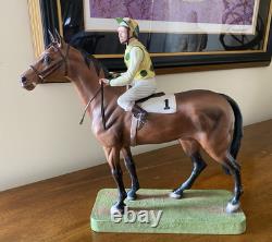 BOEHM Thoroughbred And Jockey 1977 # 11 Porcelain 14 Statue Figurine Signed