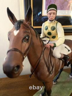 BOEHM Thoroughbred And Jockey 1977 # 11 Porcelain 14 Statue Figurine Signed