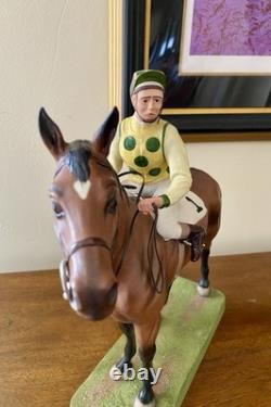 BOEHM Thoroughbred And Jockey 1977 # 11 Porcelain 14 Statue Figurine Signed