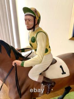 BOEHM Thoroughbred And Jockey 1977 # 11 Porcelain 14 Statue Figurine Signed