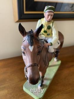 BOEHM Thoroughbred And Jockey 1977 # 11 Porcelain 14 Statue Figurine Signed