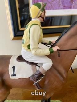 BOEHM Thoroughbred And Jockey 1977 # 11 Porcelain 14 Statue Figurine Signed