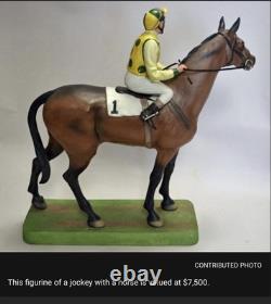 BOEHM Thoroughbred And Jockey 1977 # 11 Porcelain 14 Statue Figurine Signed