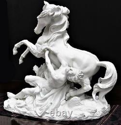 Beautiful 20 Large Exquisite White Porcelain Rearing Horse Man Greek Mythology