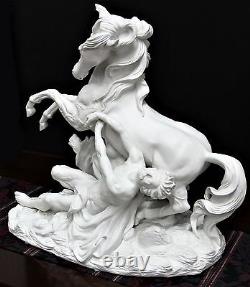 Beautiful 20 Large Exquisite White Porcelain Rearing Horse Man Greek Mythology