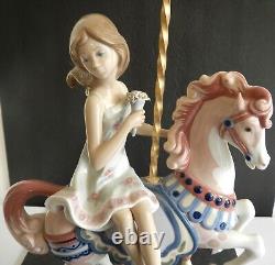 Beautiful LLADRO Retired Glossy Figurine Titled- Girl on Carousel Horse, #1469