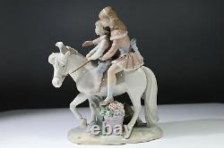 Beautiful Rare Lladro Porcelain Pony Ride Boy & Girl Riding Horse #1251 AB4